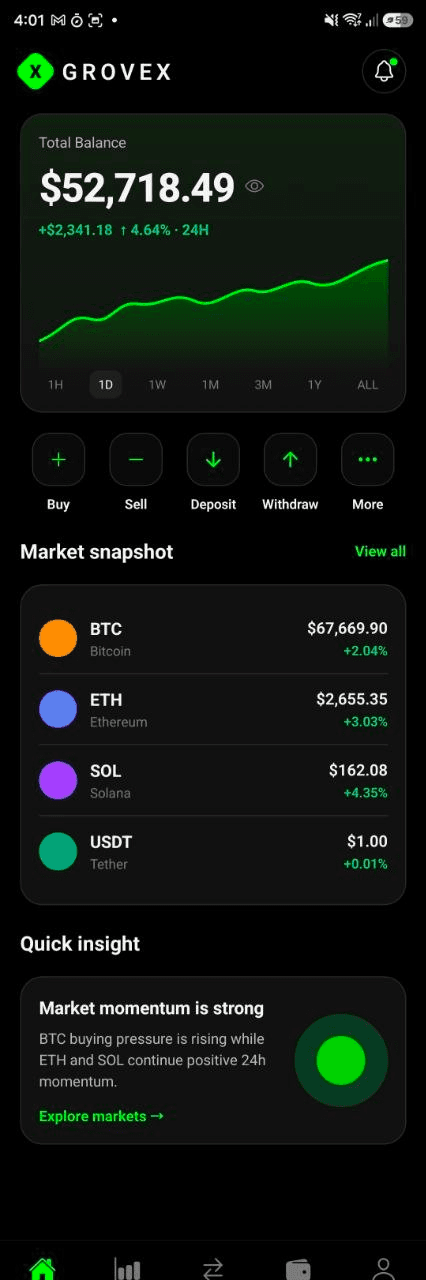 GroveX mobile application
